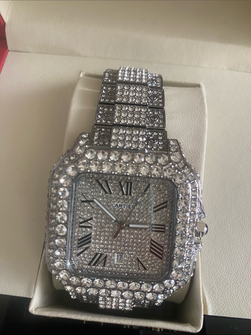 Cartier Silver Crystal-Embellished Women's Bracelet Watch - Picture 8 of 10